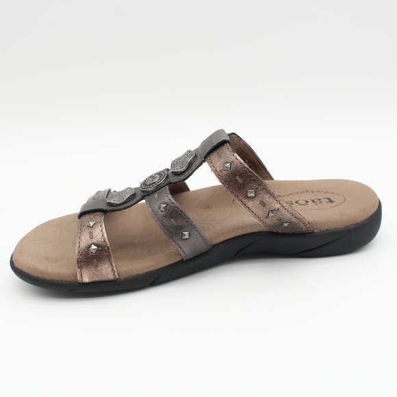 Taos Slide Sandals Womens Size 7 Bronze Leather - Picture 3 of 11